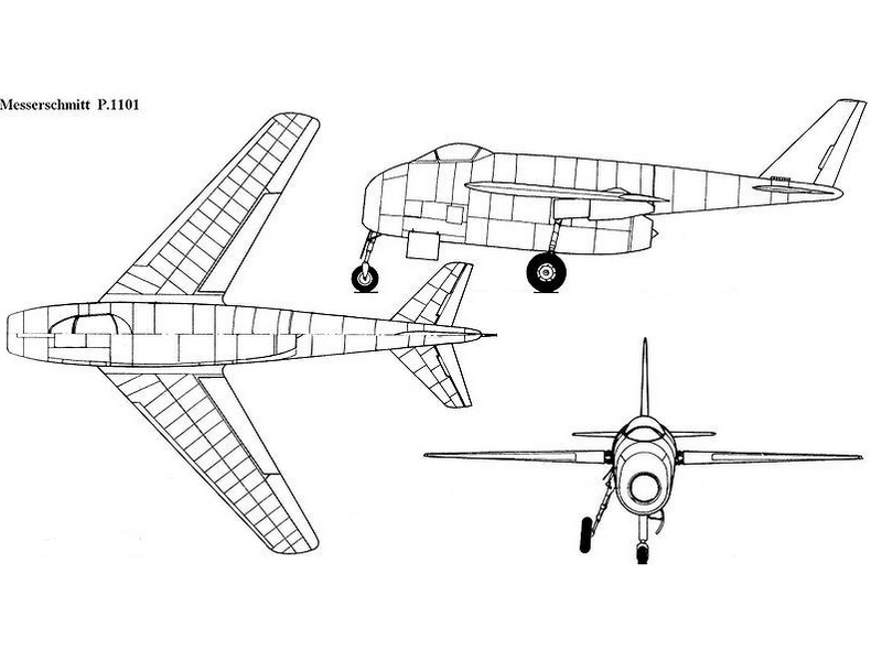 Me P,1101戰鬥機三視圖