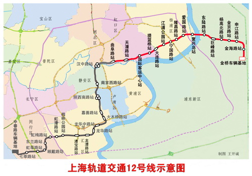 上海軌道交通12號線走向示意圖