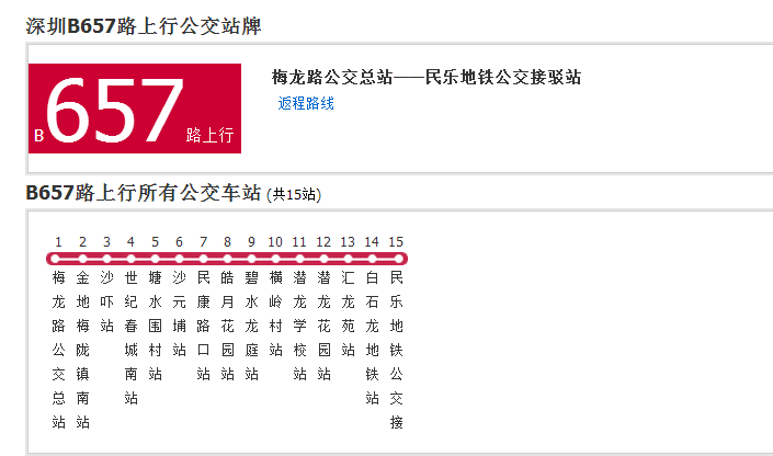 深圳公交B657路