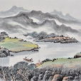 山村迎客圖