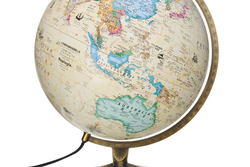 博目地球儀：30cm中英文政區古典立體地球儀（LED燈光型）