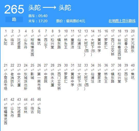 台州公交265路