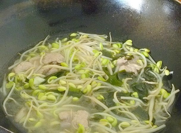 螺旋藻豆芽肉片湯