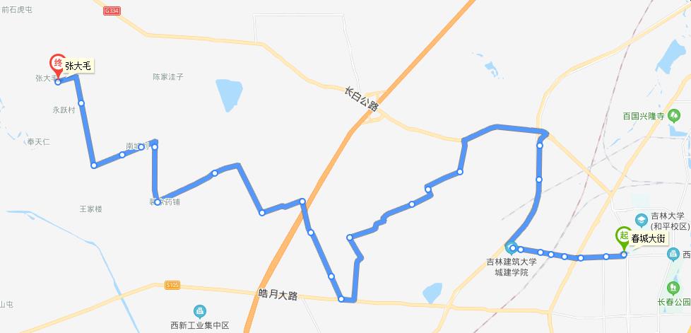 長春公交127/174路線路走向圖