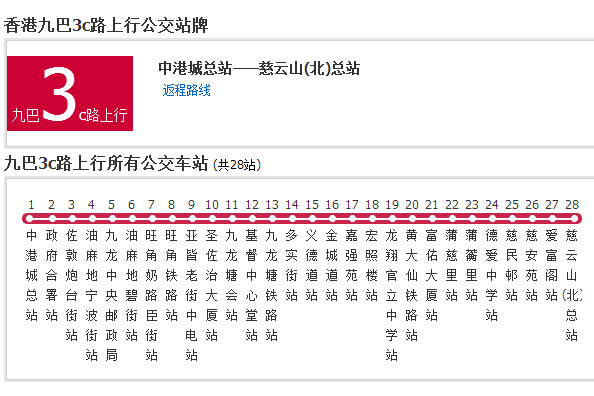 香港公交九巴3c路