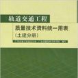 軌道交通工程質量技術資料統一用表