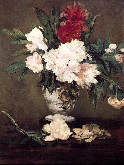 Vase of Peonies on a Small Pedestal