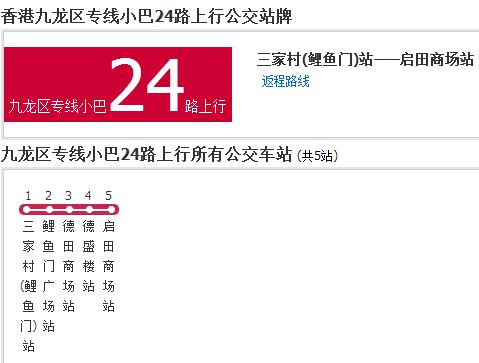 香港公交九龍區專線小巴24路