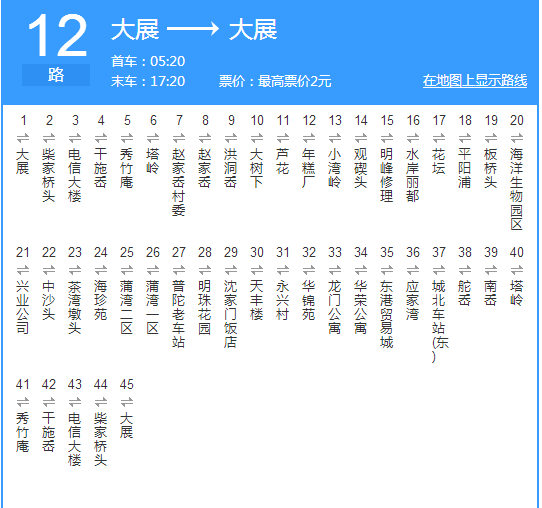 舟山公交12路