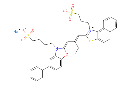 2-[2-[[5-苯基-3-（4-磺酸丁基）-2(3H)-苯並惡唑亞基]甲基]-1-丁烯基]-1-（3-磺酸丙基）-萘並[1,2-D]噻唑翁內鹽