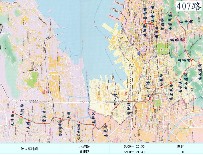 大連公交407線路走向圖