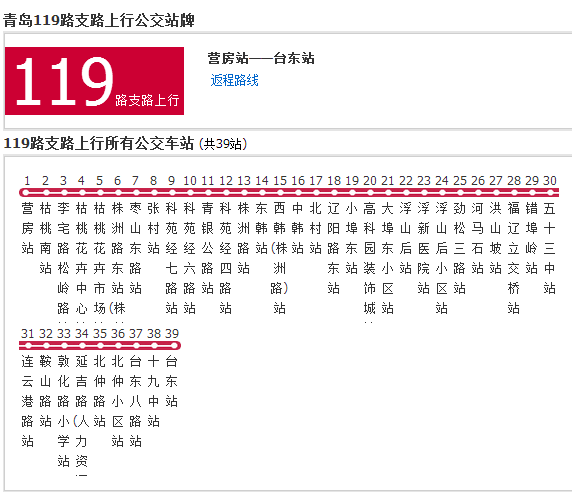 青島公交119路支路