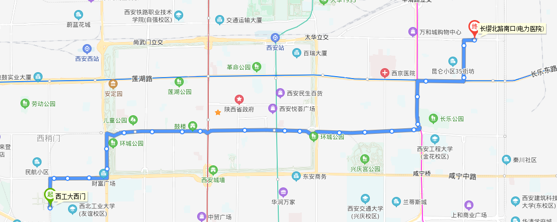 西安公交43路上行站點