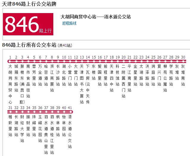 天津公交846路