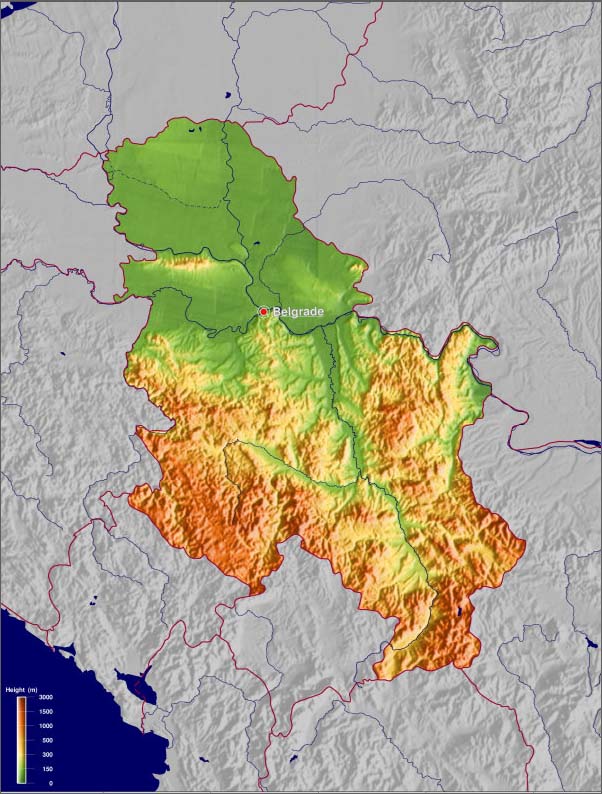 塞爾維亞地形圖