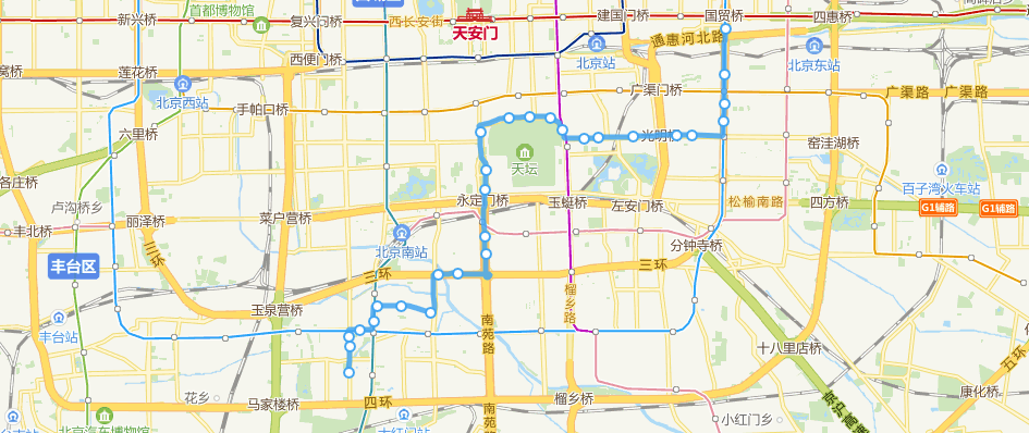 北京公交72路線路走向圖