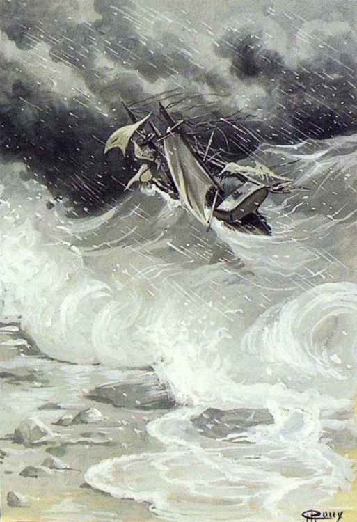 小說插圖：“聖—埃諾克號”向北飛馳