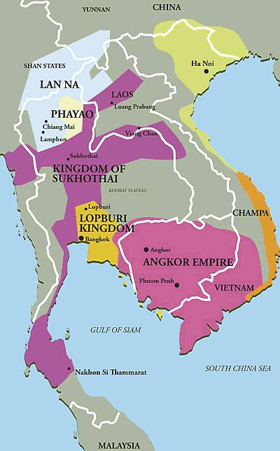 公元十四世紀羅斛王國在東南亞的版圖