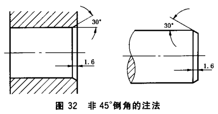 非45°倒角的注法