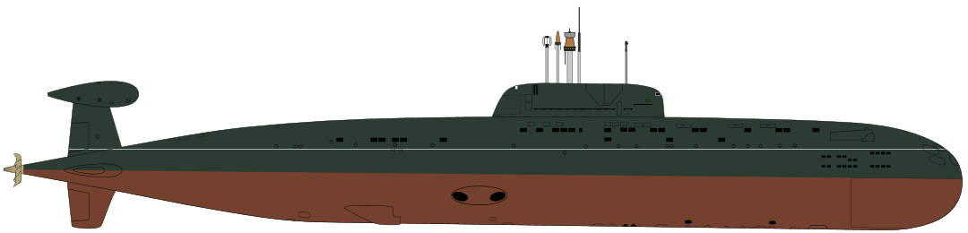 945型攻擊核潛艇側視圖