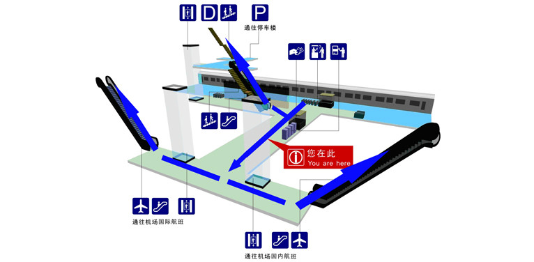 2號航站樓站站內立體圖