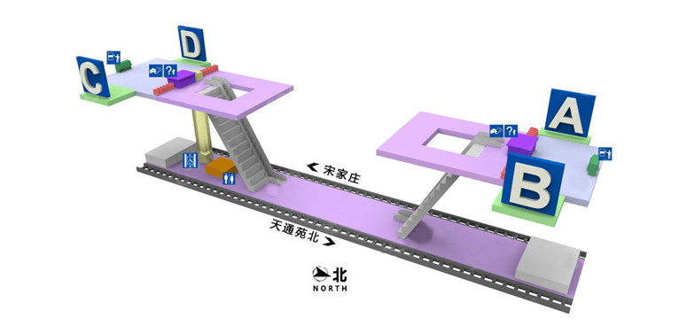 張自忠路站站內立體圖