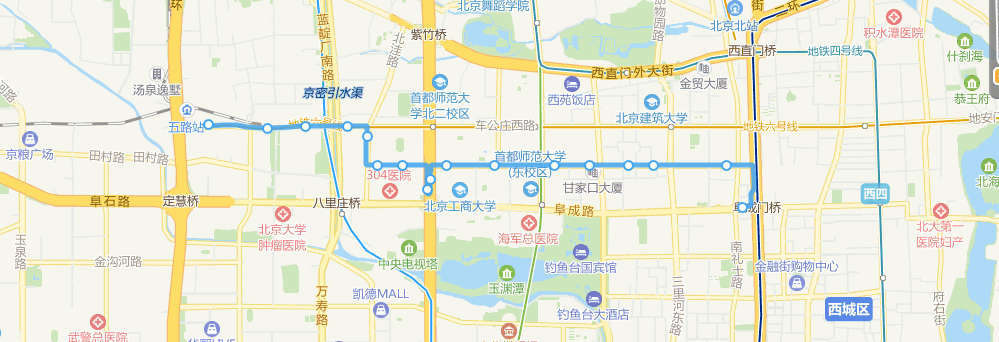 北京公交73路線路走向圖