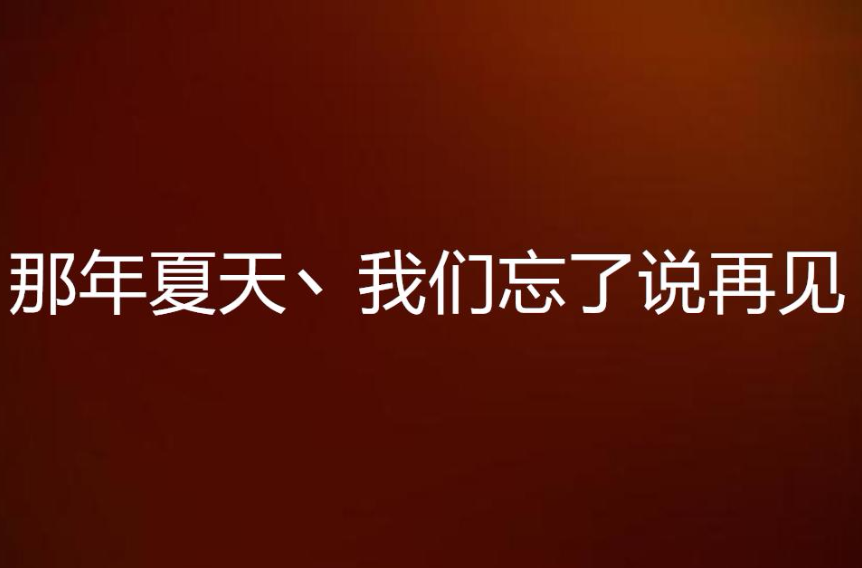 那年夏天丶我們忘了說再見