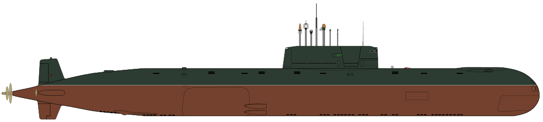 685型攻擊核潛艇側視圖