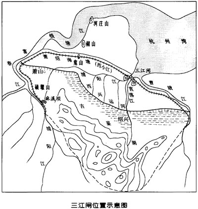 三江閘位置示意圖