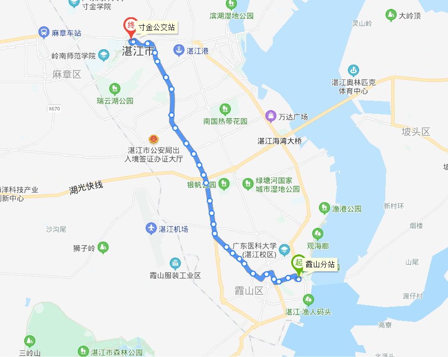 湛江公交1路上行路線