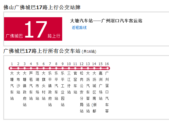 佛山公交廣佛城巴17路