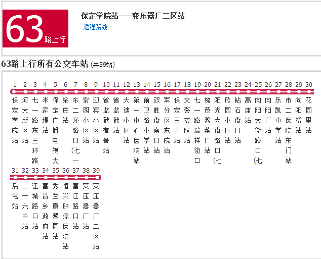 保定公交63路