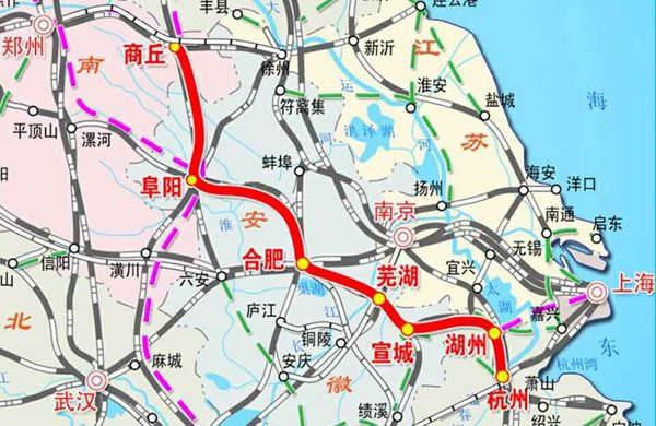 商合杭高速鐵路線路走向圖