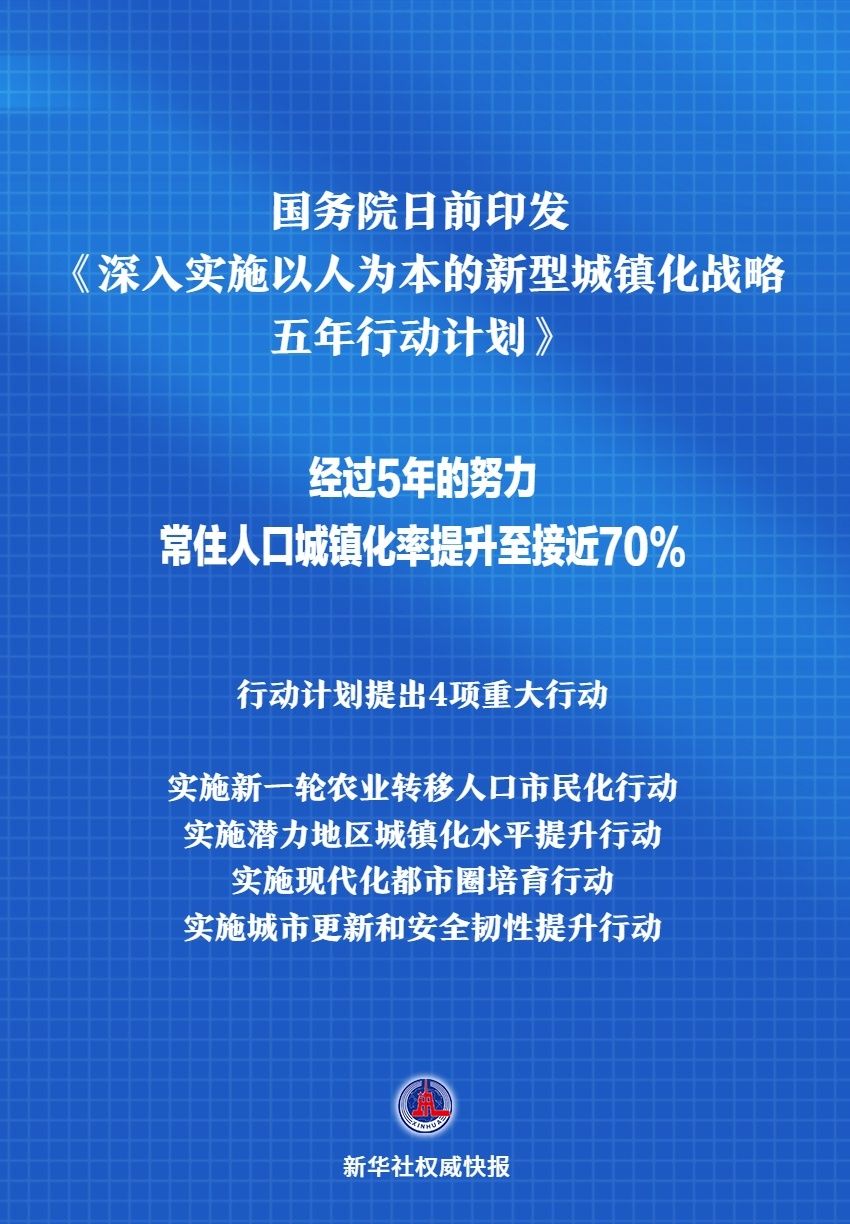 深入實施以人為本的新型城鎮化戰略五年行動計畫