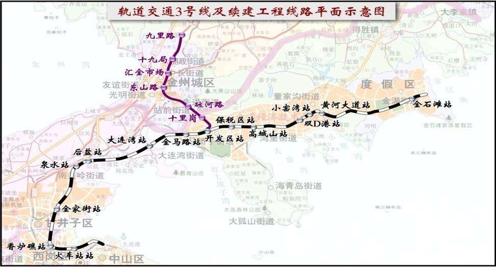 大連捷運3號線線路走向圖