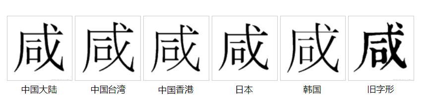 字形對比（宋體）