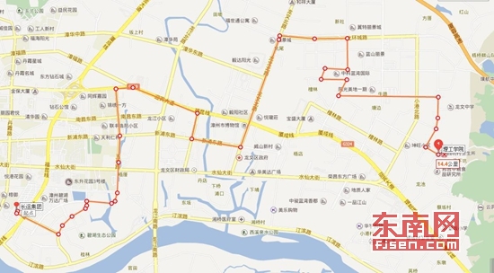 漳州公交B12路新開通時路線圖