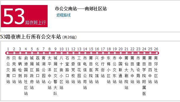 莆田公交53路夜班