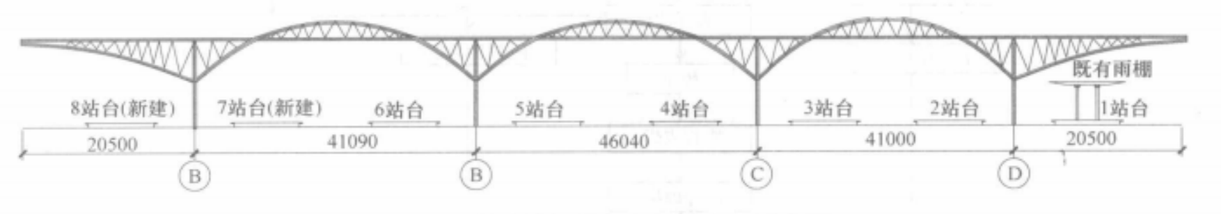 無站台柱雨棚鋼管桁架結構施工工法