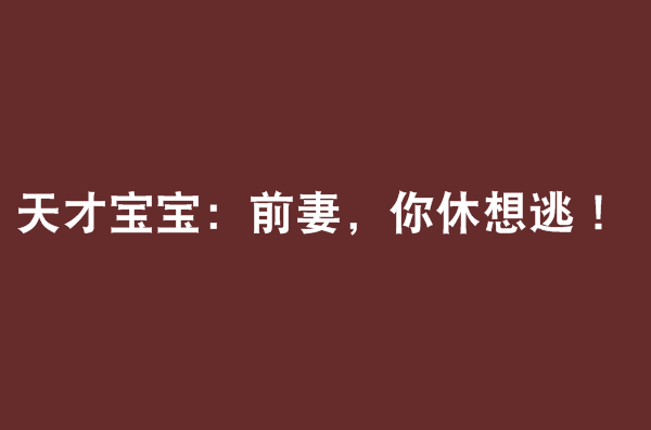 天才寶寶：前妻，你休想逃！