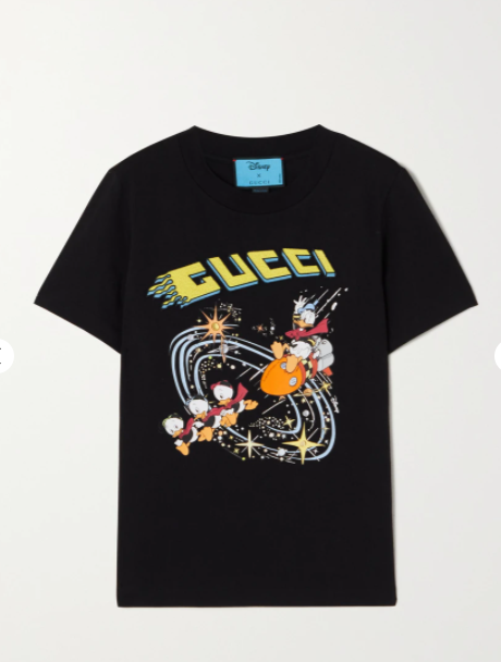 Gucci xDisney印花有機純棉平紋布T恤