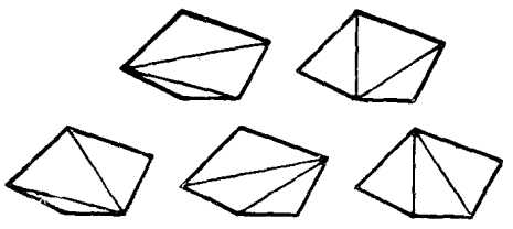 圖2  凸五邊形的不同三角形剖分