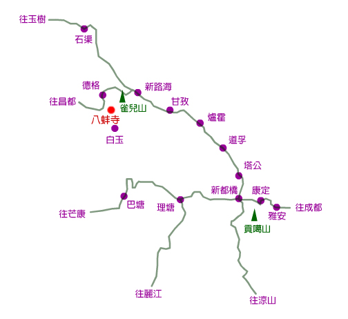 成都至於八蚌寺交通示意圖