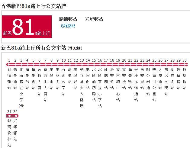 香港公交新巴81a路