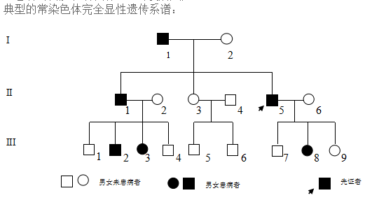 典型的常染色體顯性遺傳系譜