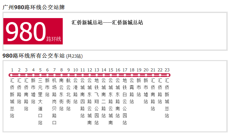 廣州公交980路環線