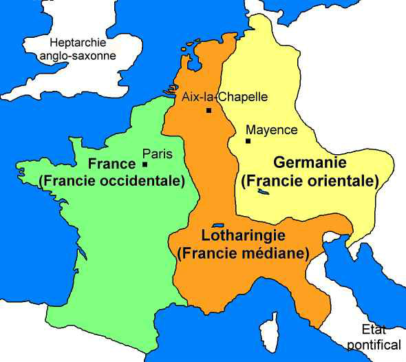 凡爾登條約使法蘭克帝國一分為三