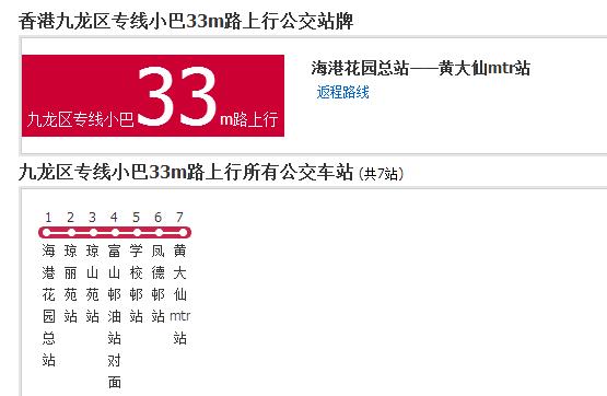 香港公交九龍區專線小巴33m路