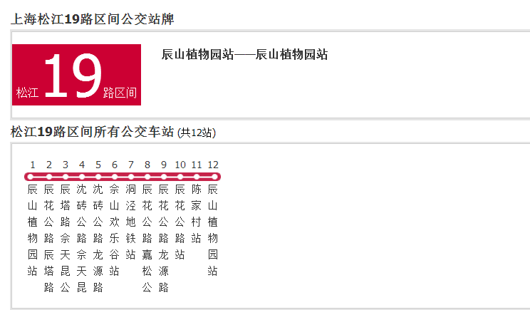 上海公交松江19路區間